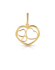 14K Yellow Gold Triple Heart Pendant, With 18" Necklace