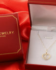 14K Yellow Gold Triple Heart Pendant, With 18" Necklace