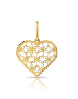 14K Yellow Gold Floral Heart Pendant, With 18" Necklace