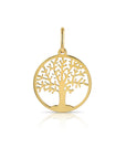 14K Yellow Gold Tree Of Life Pendant, With 18" Necklace