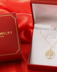 14K Yellow Gold Tree Of Life Pendant, With 18" Necklace