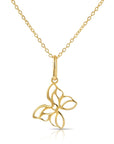14K Yellow Gold Butterfly Pendant, With 18" Necklace