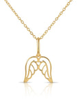 14K Yellow Gold Angel Wings Pendant, With 18" Necklace