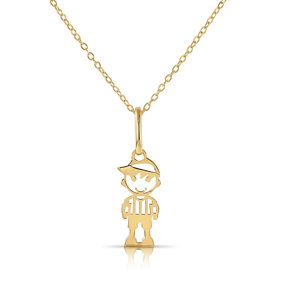 14K Yellow Gold Little Boy Pendant, With 18
