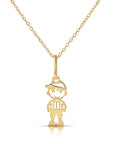 14K Yellow Gold Little Boy Pendant, With 18" Necklace