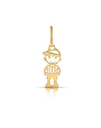 14K Yellow Gold Little Boy Pendant, With 18" Necklace