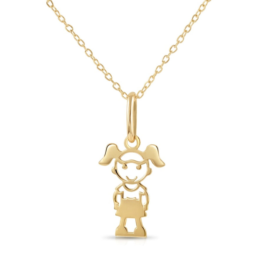 14K Yellow Gold Little Girl Pendant, With 18