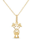 14K Yellow Gold Little Girl Pendant, With 18" Necklace