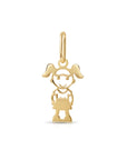 14K Yellow Gold Little Girl Pendant, With 18" Necklace