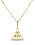 14K Yellow Gold Flying Bird Triangle Pendant, With 18" Necklace