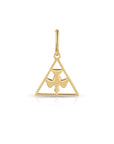 14K Yellow Gold Flying Bird Triangle Pendant, With 18" Necklace