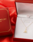 14K Yellow Gold Flying Bird Triangle Pendant, With 18" Necklace