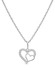 14K Lab Diamond Open Heart Pendant Necklace, 0.17ctw