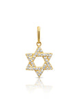 14K Yellow Gold Star Of David Pendant Necklace