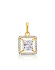 14K Yellow Gold Princess-Cut Halo Pendant Necklace