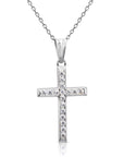 14K White Gold Small Cross Pendant Necklace