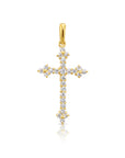 14K Yellow Gold CZ Cross Pendant Necklace