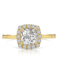 14K Yellow Gold Cushion-Cut Halo 1 Carat Engagement Ring