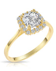 14K Yellow Gold Cushion-Cut Halo 1 Carat Engagement Ring