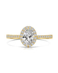 14K Yellow Gold Oval Halo 1 Carat Engagement Ring With Side Stones