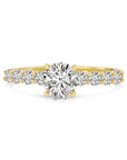14K Yellow Gold Solitaire Round Brilliant 1 Carat Engagement Ring With Side Stones