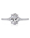14K White Gold Oval-Shaped Solitaire 1.5 Carat Engagement Ring With Side Stones