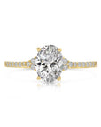 14K Yellow Gold Oval-Shaped Solitaire 1.5 Carat Engagement Ring With Side Stones