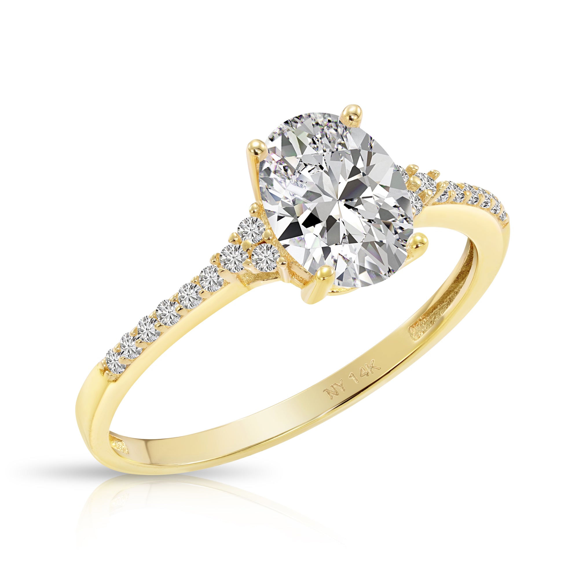 14K Yellow Gold Oval-Shaped Solitaire Carat Engagement Ring