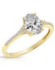 14K Yellow Gold Oval-Shaped Solitaire 1.5 Carat Engagement Ring With Side Stones