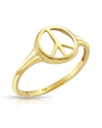 14K Yellow Gold Peace Sign Ring