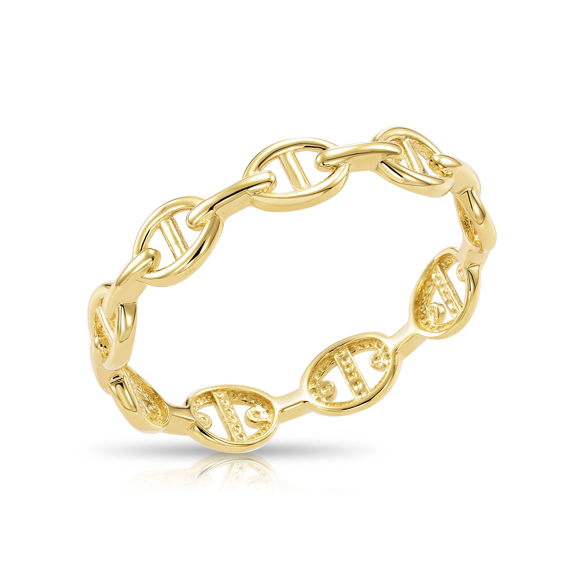 14K Solid Yellow Gold Mariner Chain Link Ring – Tilo Jewelry®