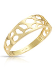 14K Yellow Gold Openwork Ring, Unique Pattern Design