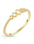 14k Yellow Gold Oval Link Beaded Band Ring