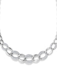 Solid 925 Sterling Silver Cuban Link Necklace, Set With Pave Brilliant CZ Stones, 18 Inch