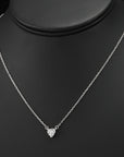 Sterling Silver Simulated Diamond Heart Pendant Necklace, Adjustable 16in-18in