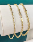 14K Yellow Gold Rope Chain Bracelet, Lobster Lock, 7-7.5 In