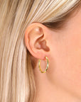 10K Yellow Gold Spiral Diamond-Cut Oval Hoop Earrings