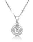 CZ Initial Round Charm Necklace (Letters A-Z) 16" 18" in Sterling Silver