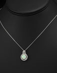 Sterling Silver Simulated Fire Opal Halo Pendant Necklace