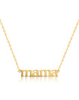 14K Solid Yellow Gold Mama Necklace, 16 Inch - 18 Inch Adjustable Cable Chain