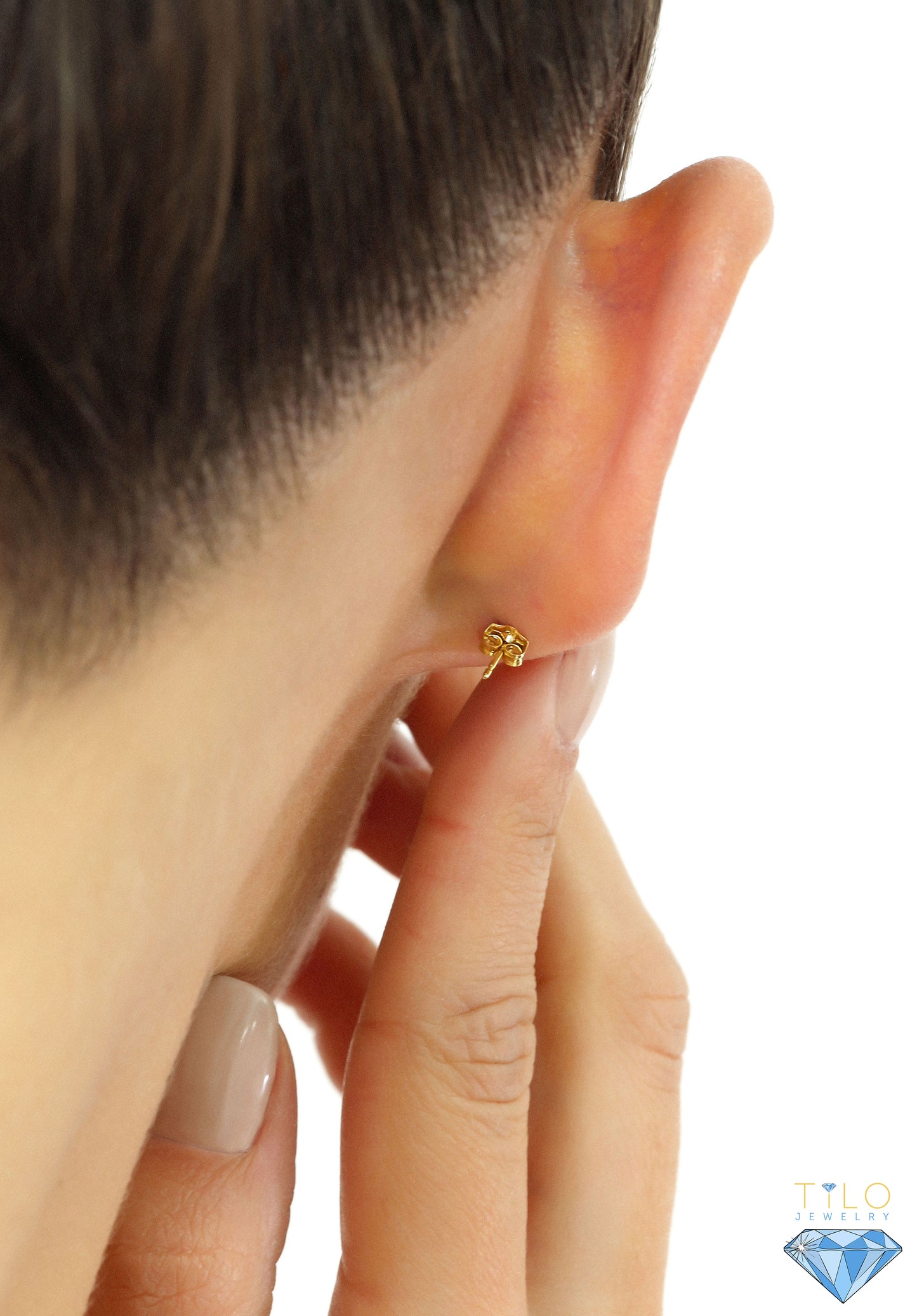 14k Yellow Gold Small Ladybug Stud Earrings, Pushback Studs by TILO Jewelry
