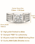 Solid 925 Sterling Silver Solitaire Round Brilliant Pave Wedding Pinky Band Ring