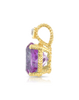 14k Yellow Gold Purple Amethyst Gemstone And Diamond Pendant Necklace