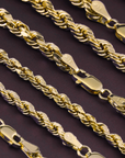 10K Yellow Gold Rope Chains, Solid 10K Gold Necklace With Secure Lobster Lock