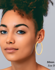 14k Yellow Gold Chunky Hoop Earrings, 3mm Thickness