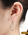 Sterling Silver Round Twisted Hoop Earrings