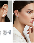 Sterling Silver Simulated Diamond Studs, With Secure Pushbacks