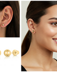 14k Yellow Gold Classic Ball Stud Earrings with Screwbacks (Unisex)