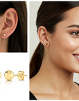 14K Yellow Gold Ball Stud Earrings with Pushbacks, With High Polish Finish
