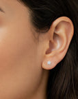 10K White Gold Tiny Star Studs, Screwback